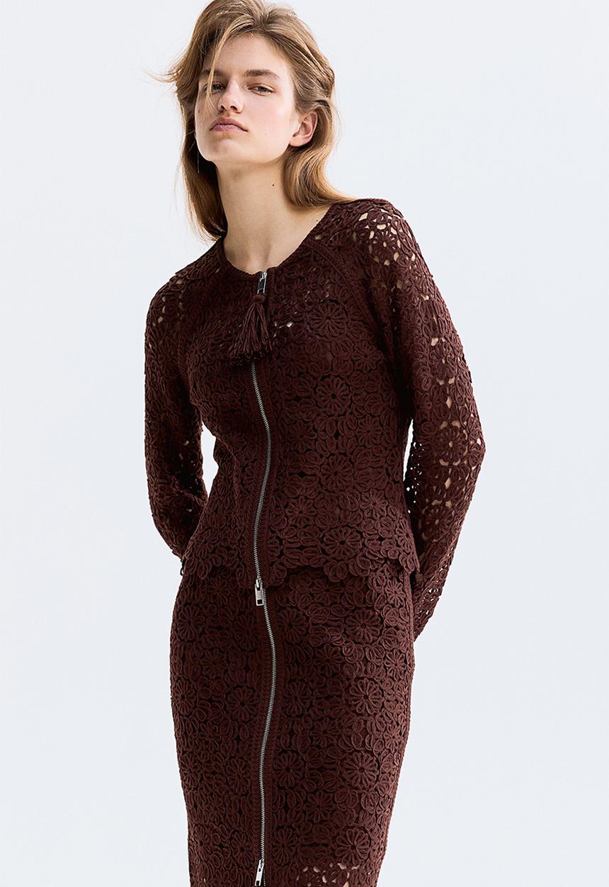 H&M - Crochet-look cardigan - dark brown