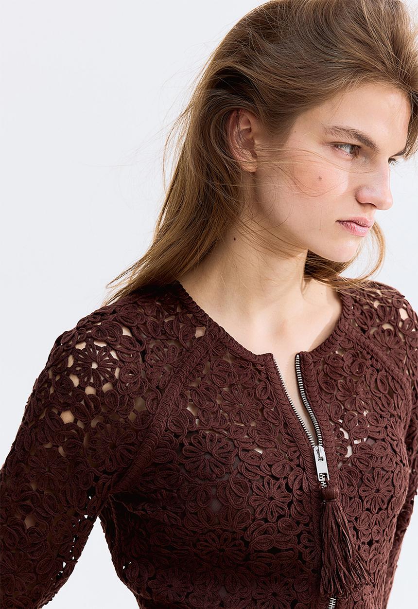 H&M - Crochet-look cardigan - dark brown