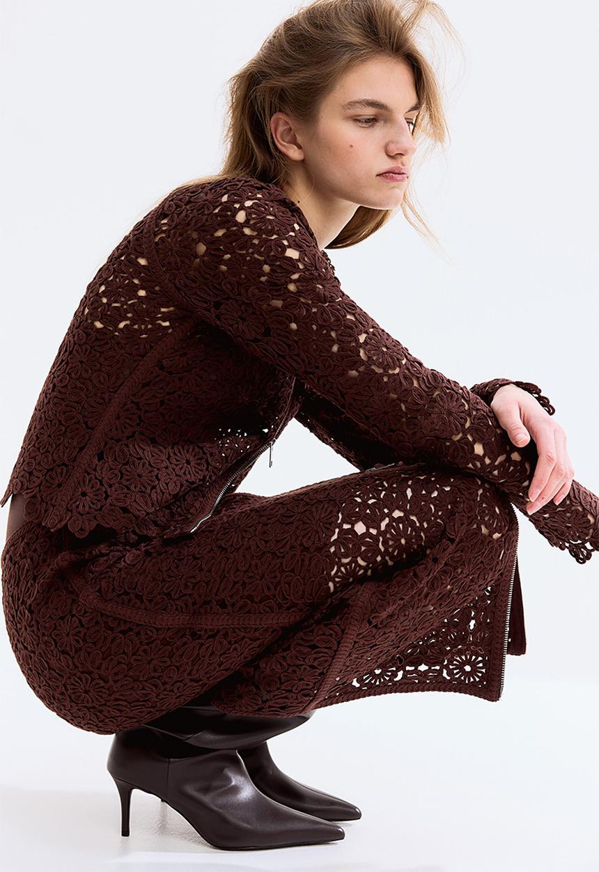 H&M - Crochet-look cardigan - dark brown