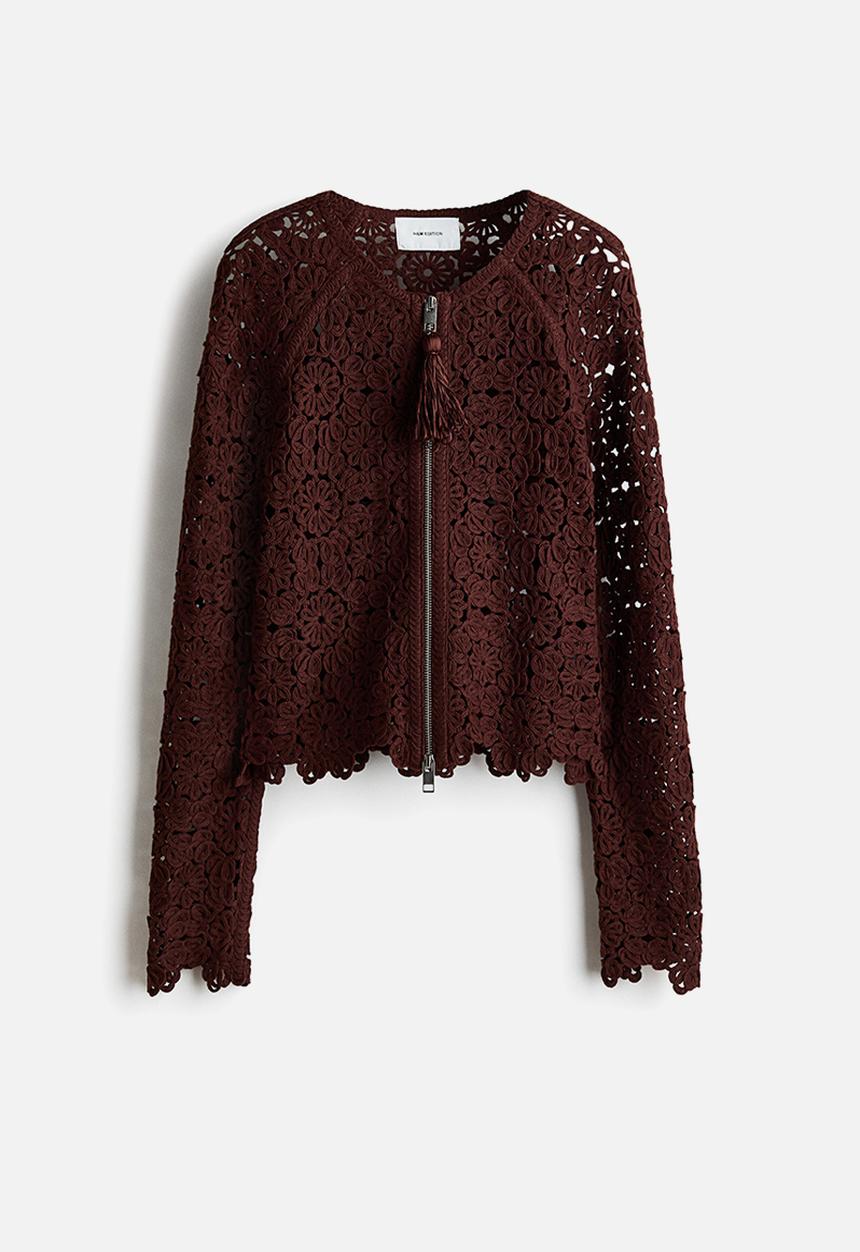 H&M - Crochet-look cardigan - dark brown