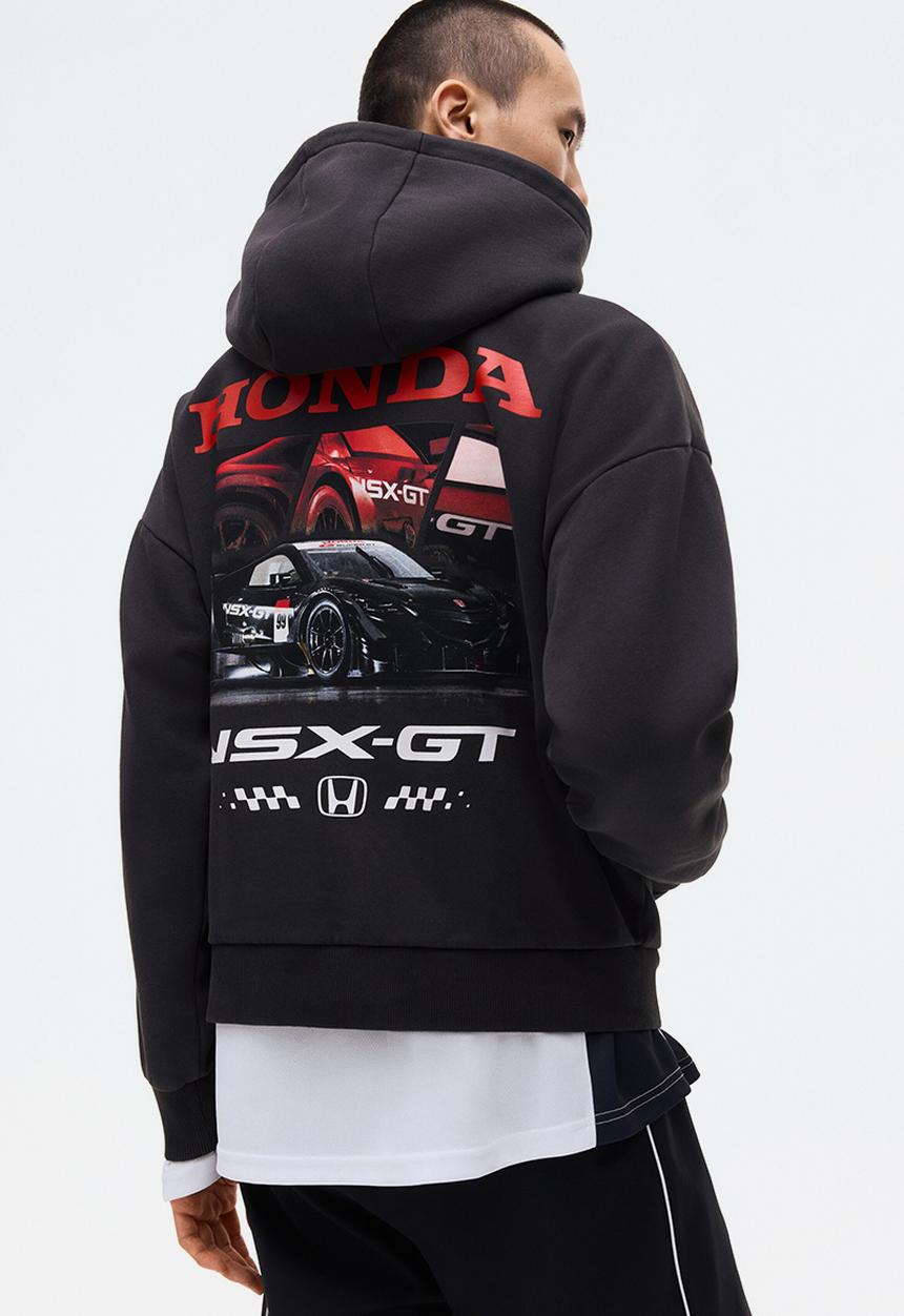 H&M - Oversized fit printed hoodie - black/honda