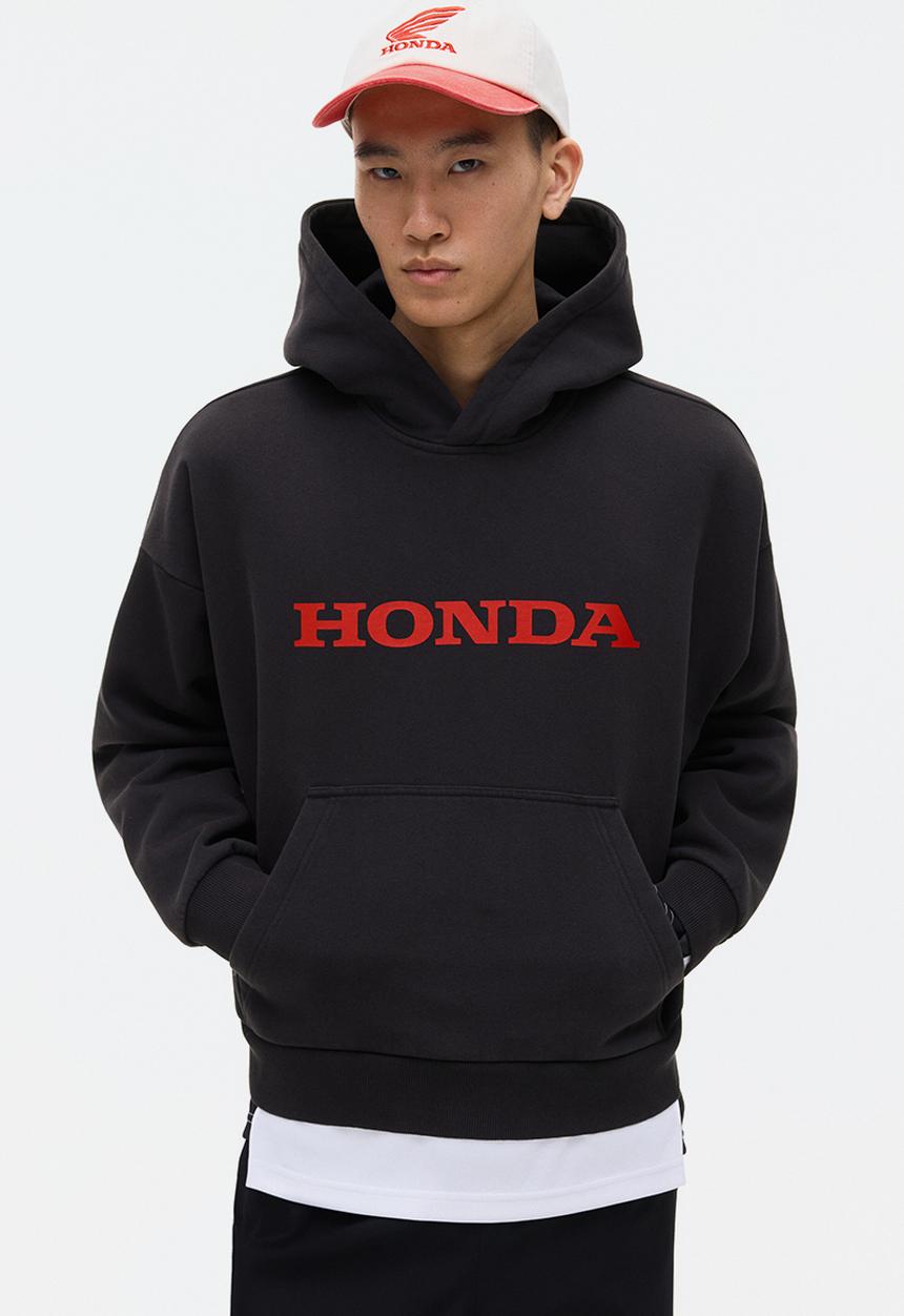 H&M - Oversized fit printed hoodie - black/honda