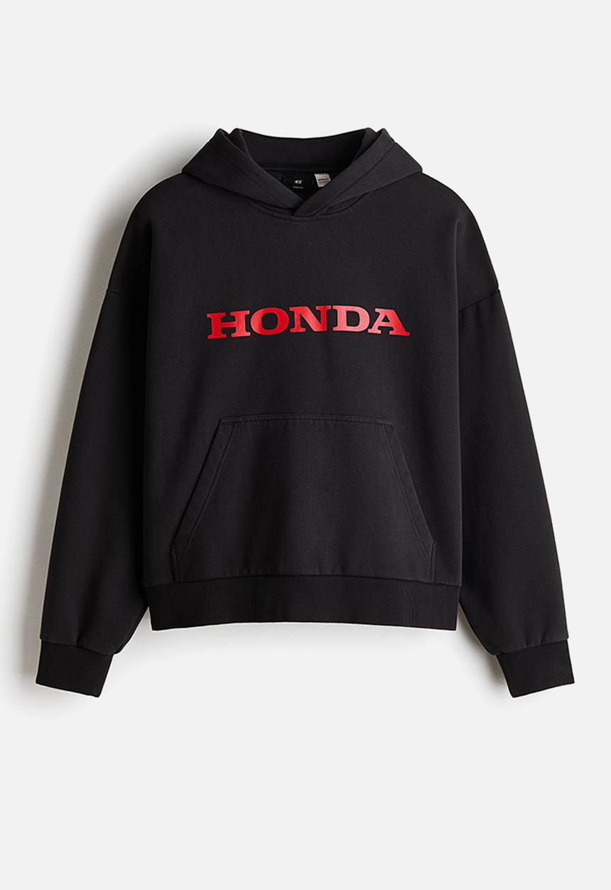 H&M - Oversized fit printed hoodie - black/honda
