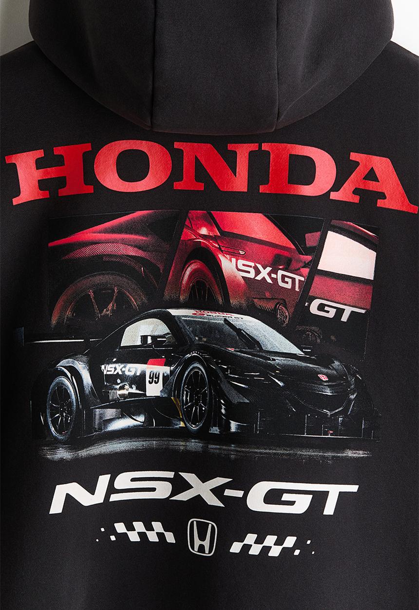 H&M - Oversized fit printed hoodie - black/honda