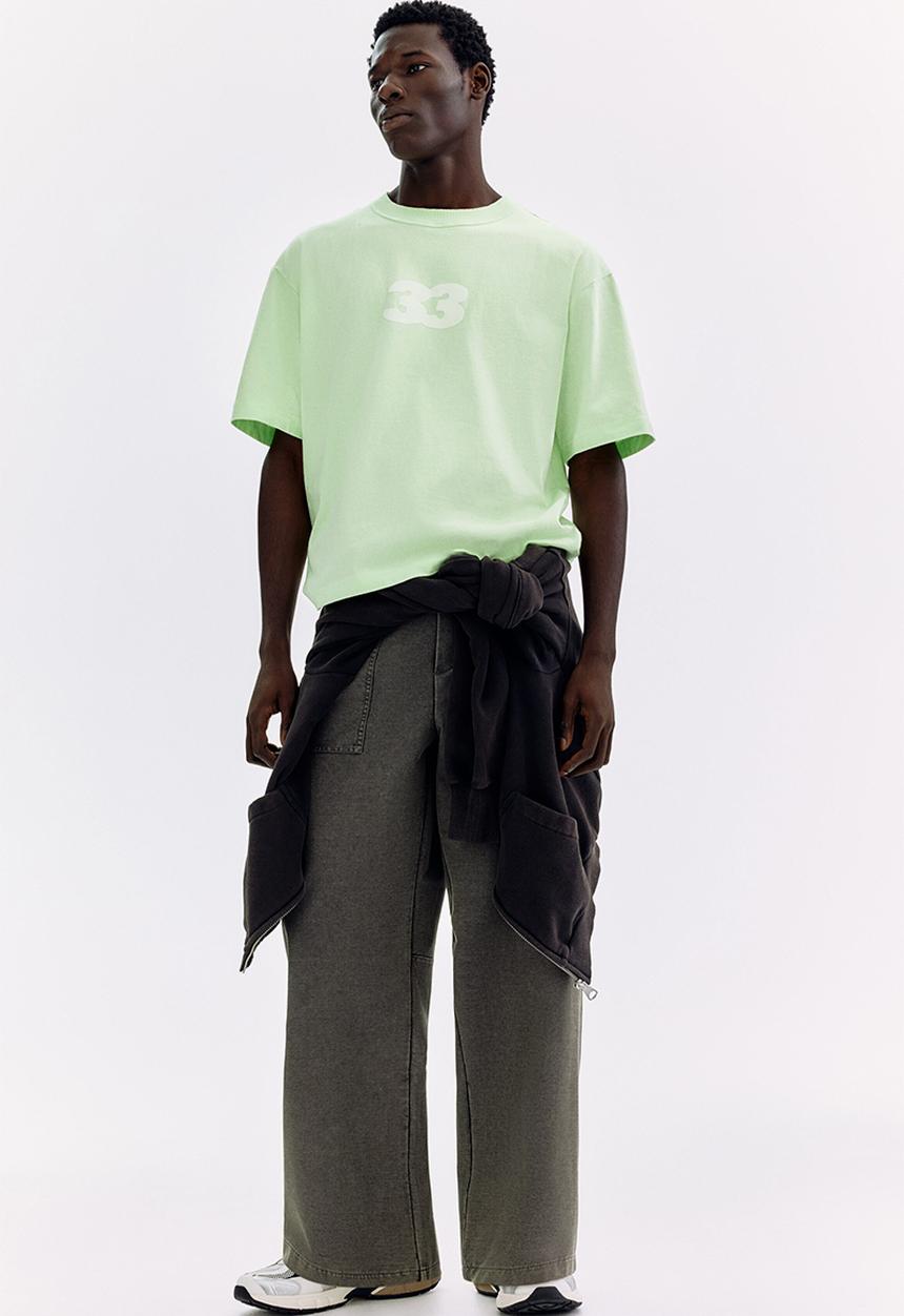 H&M - Printed loose fit t-shirt - light green/33