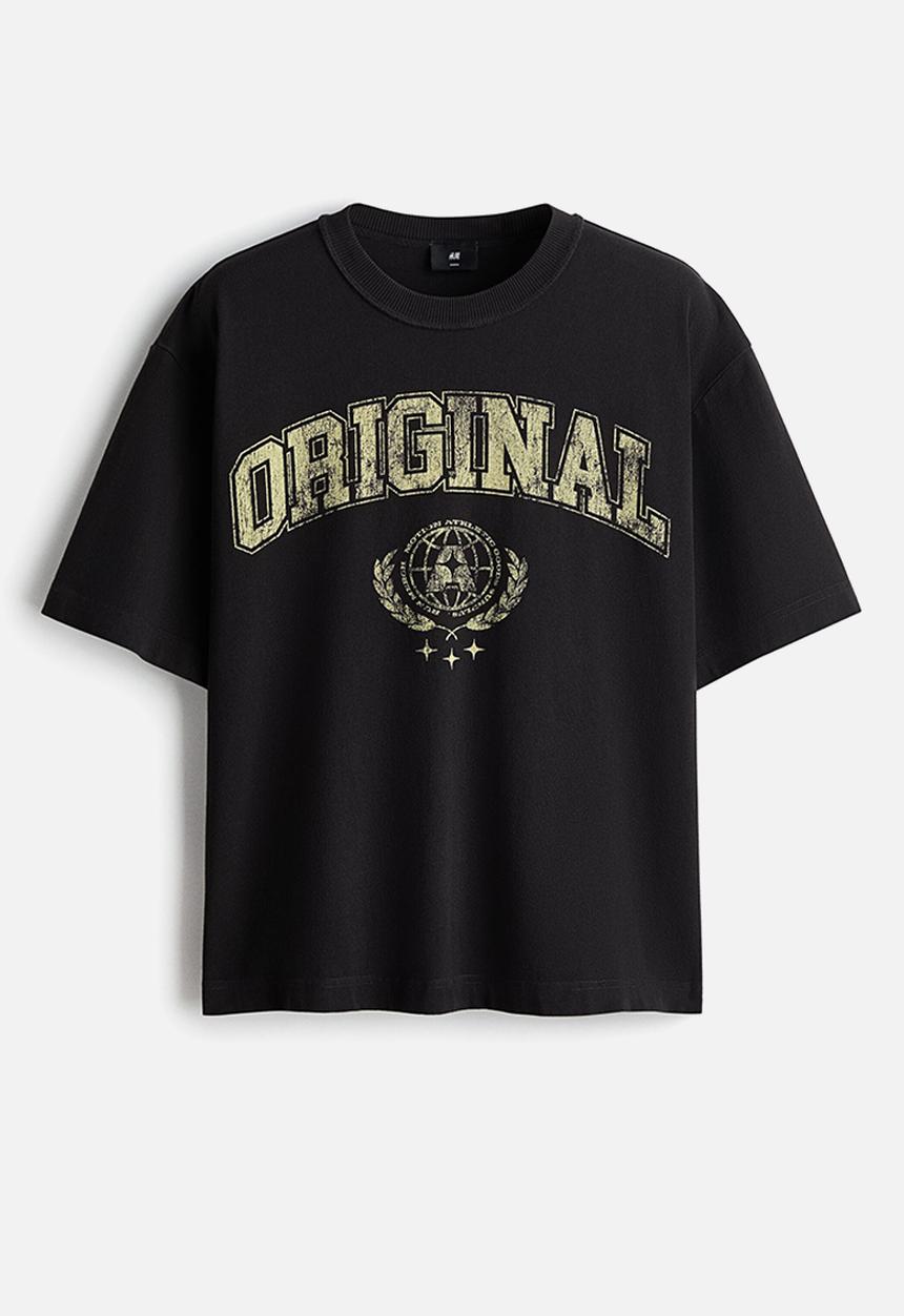 H&M - Printed loose fit t-shirt - black/original