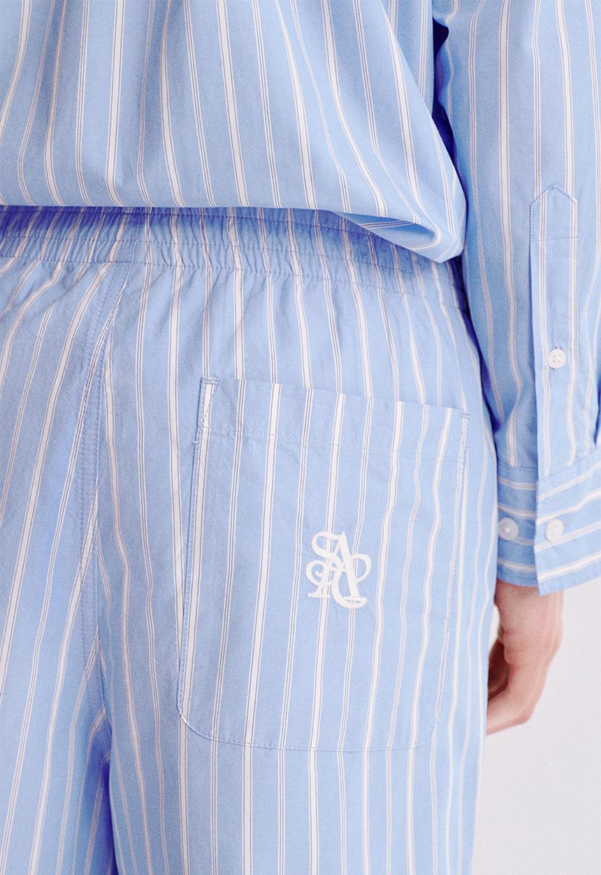 H&M - Relaxed fit trousers - light blue/striped
