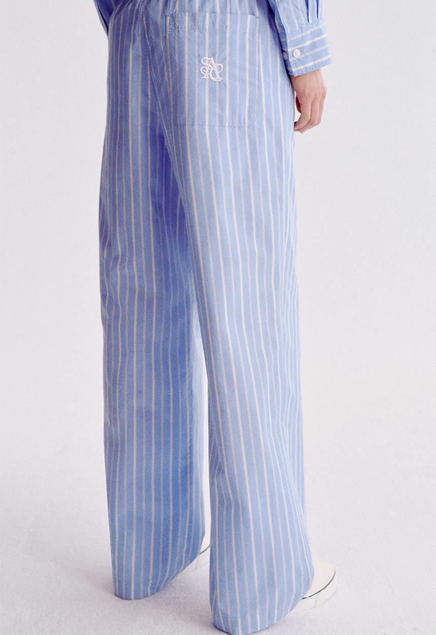 H&M - Relaxed fit trousers - light blue/striped