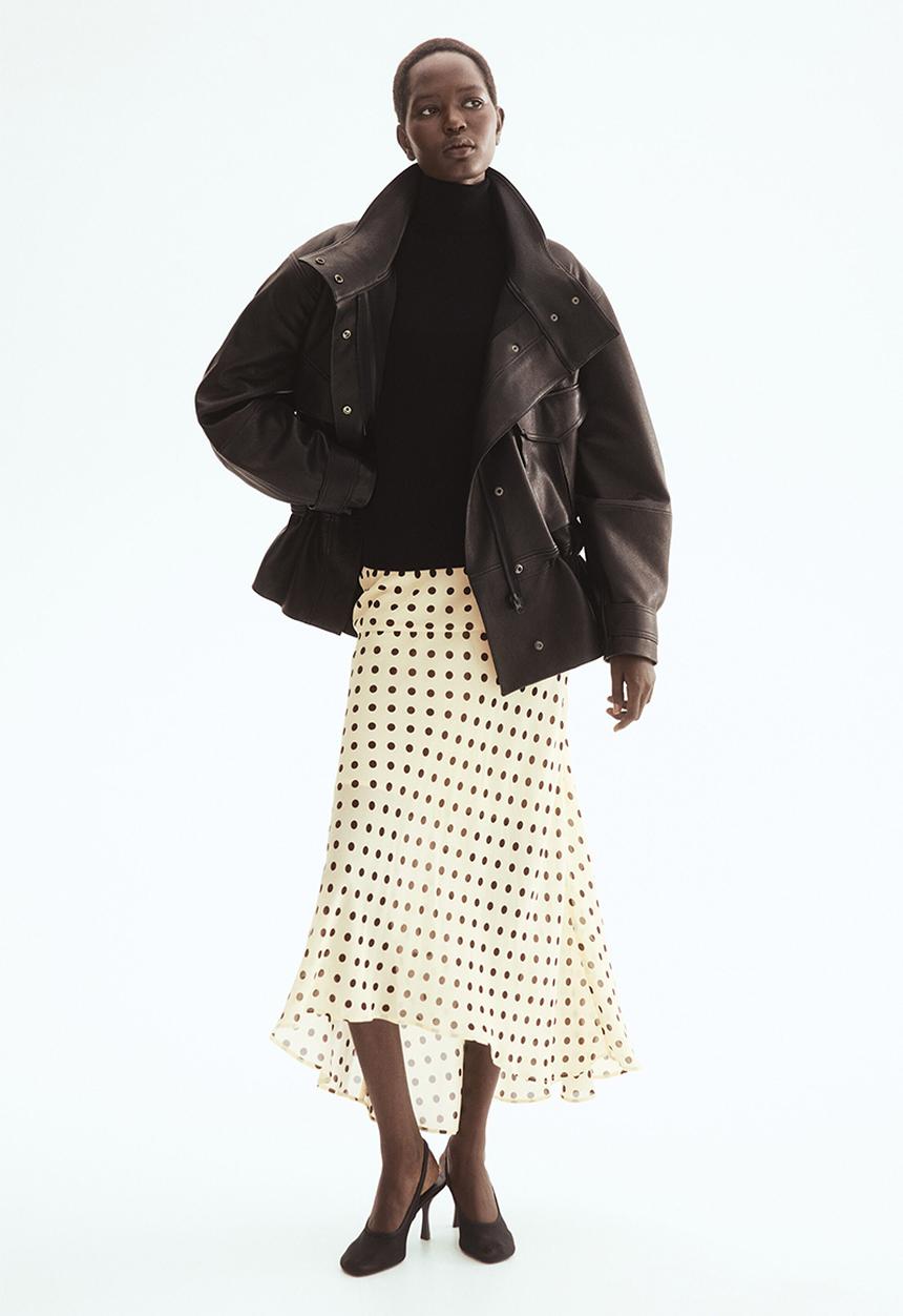 H&M - Viscose skirt - light beige/polka dot