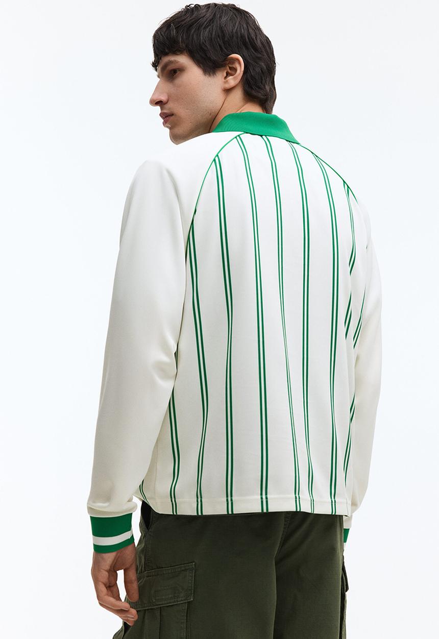 H&M - Loose fit printed polo shirt - white/striped