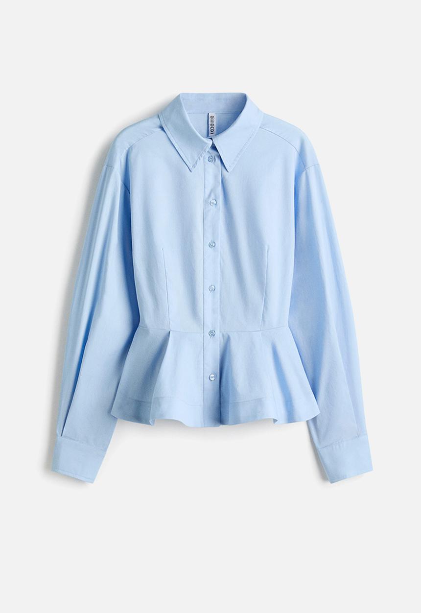 H&M - Poplin peplum shirt - light blue