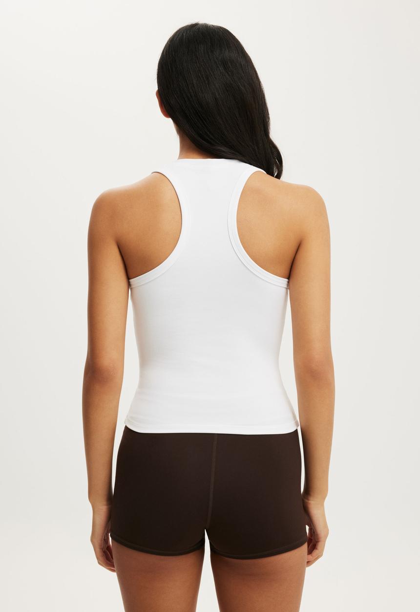 Cotton On - Ultra Soft Plunge Front Racer Tank - White
