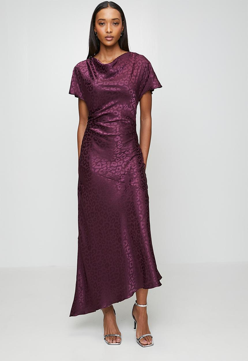 New Look - Ex satin jaq asym midi - burgundy