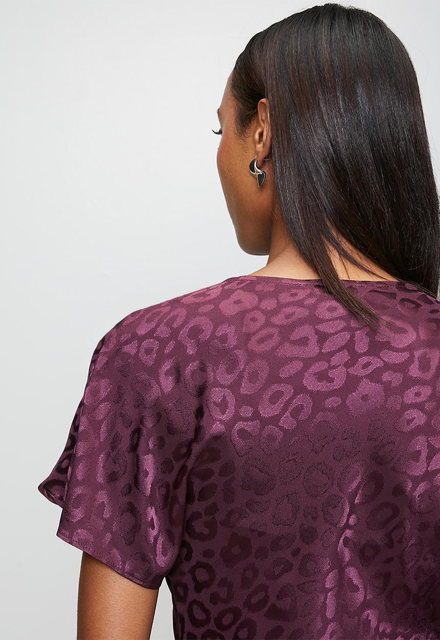 New Look - Ex satin jaq asym midi - burgundy