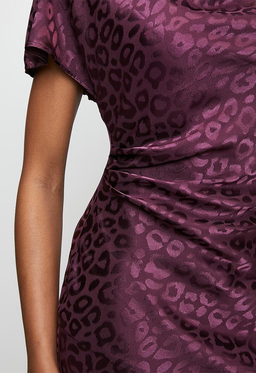 New Look - Ex satin jaq asym midi - burgundy