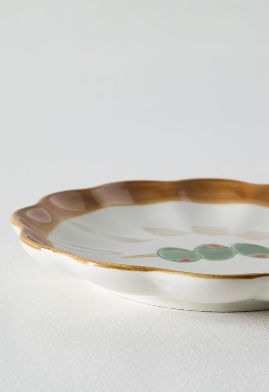Sixth Floor - Olive Stoneware Tapas Plate Multi 12.4x12.4x2cm