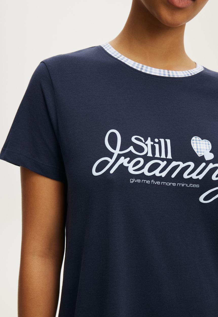 Cotton On - Relaxed Graphic T-Shirt Nightie - Still Dreaming Moon Tide