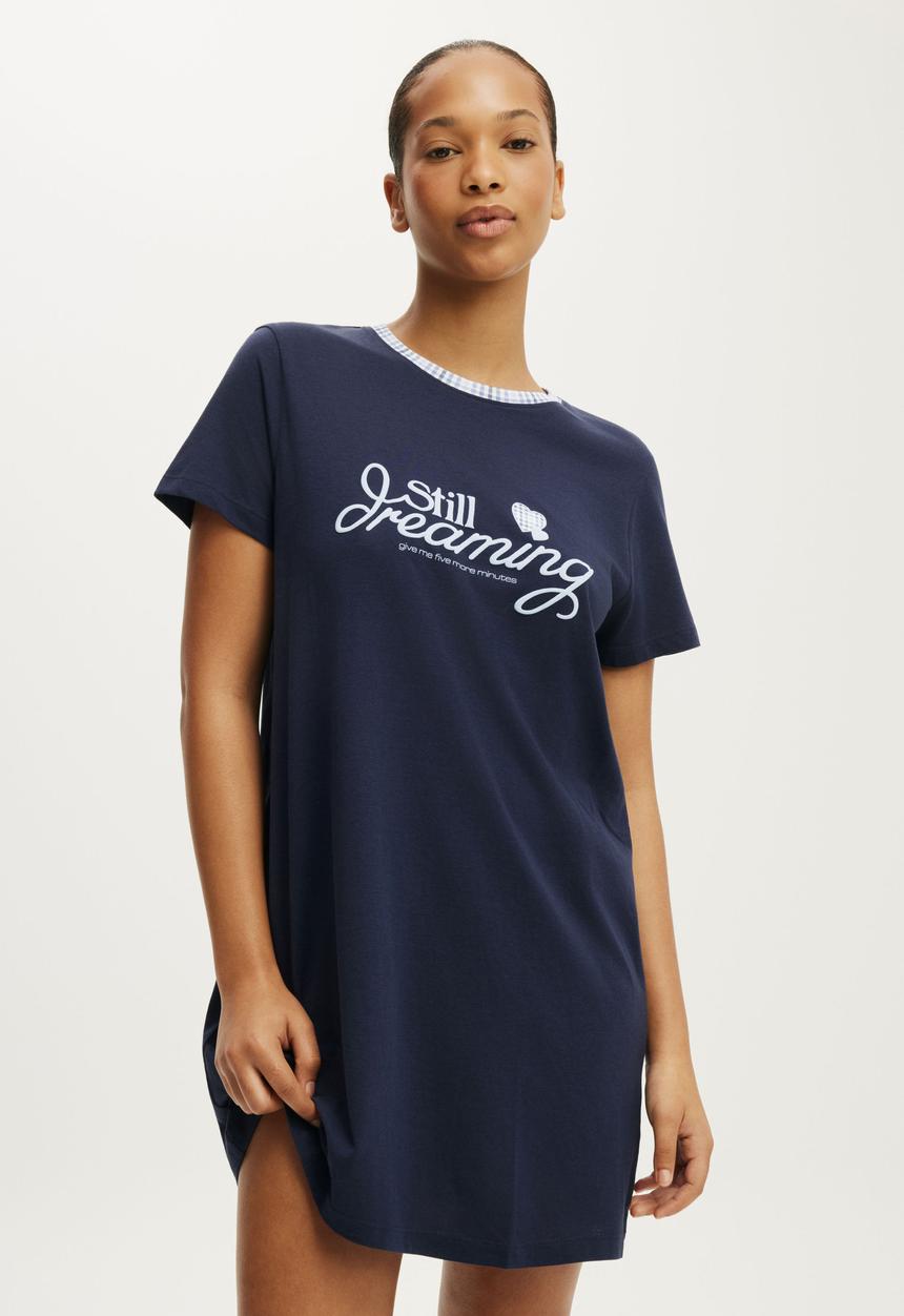 Cotton On - Relaxed Graphic T-Shirt Nightie - Still Dreaming Moon Tide