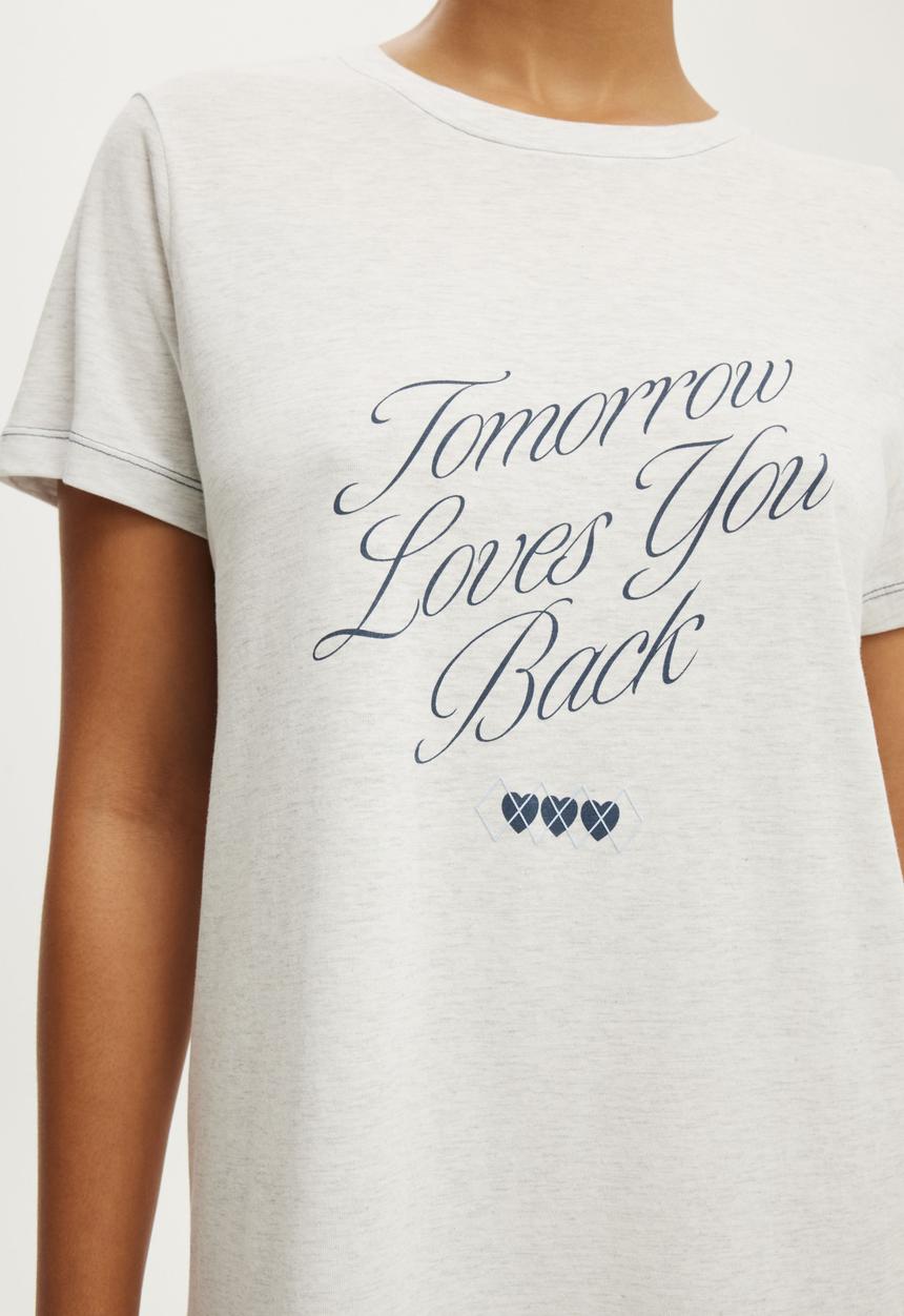 Cotton On - Relaxed Graphic T-Shirt Nightie - Tomorrow Light Grey Marle