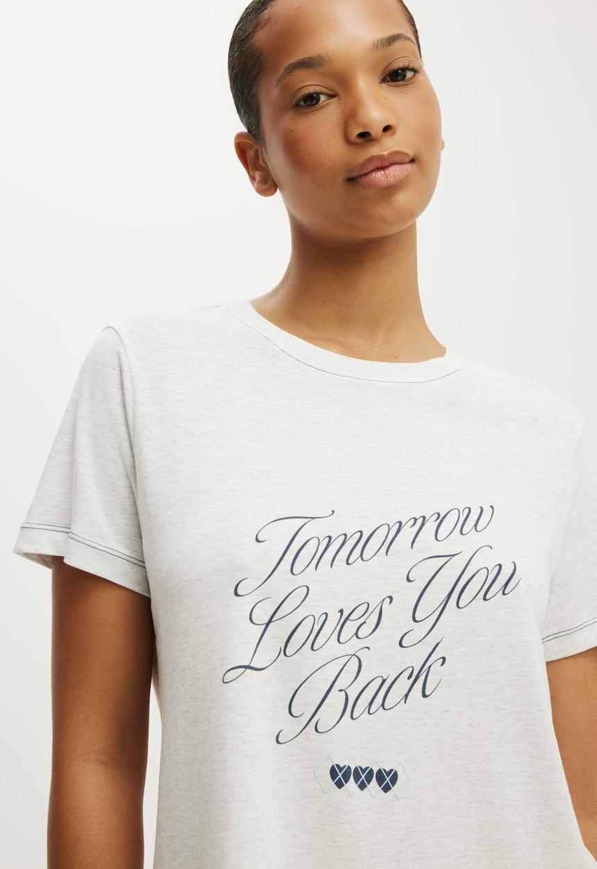 Cotton On - Relaxed Graphic T-Shirt Nightie - Tomorrow Light Grey Marle