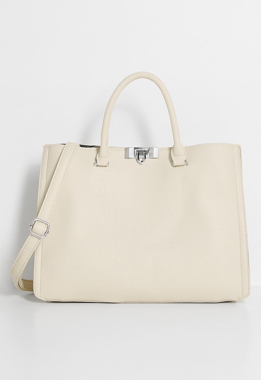 Tessa Design - Greta-Rose Structured Top Handle Tote - Cream