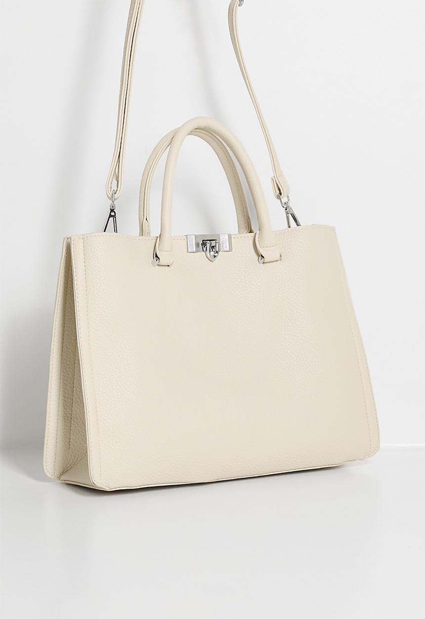 Tessa Design - Greta-Rose Structured Top Handle Tote - Cream