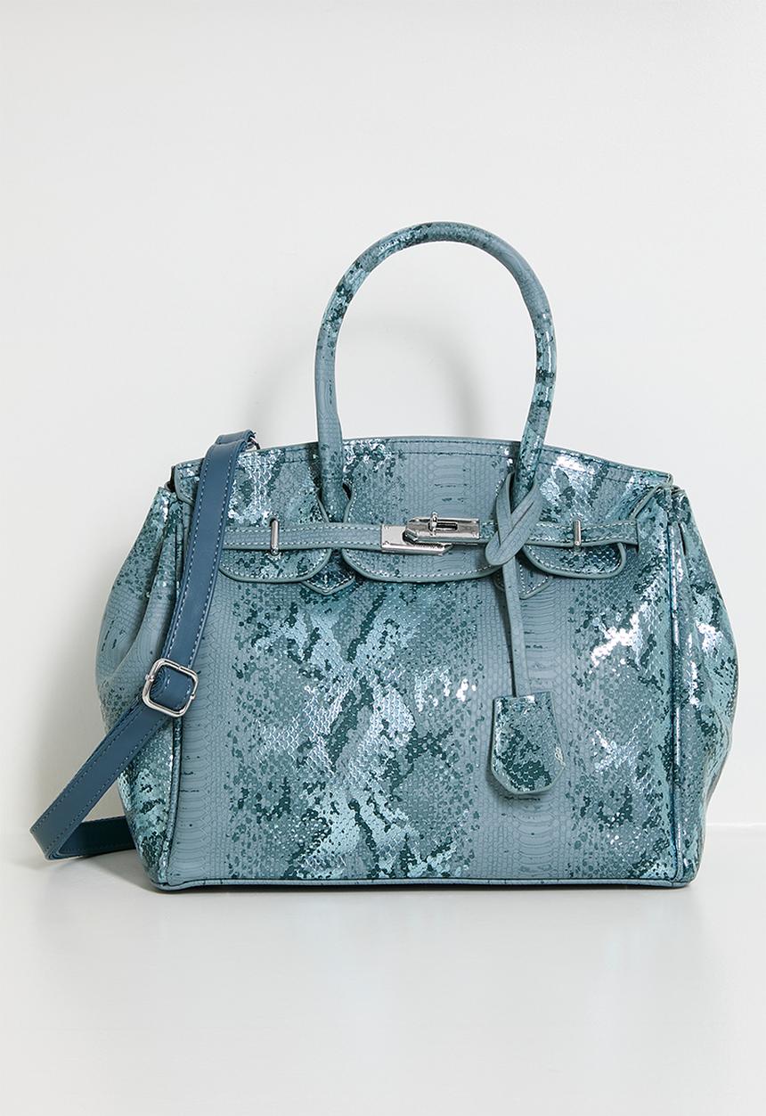 Tessa Design - Goldie Python Structured Tote - Blue