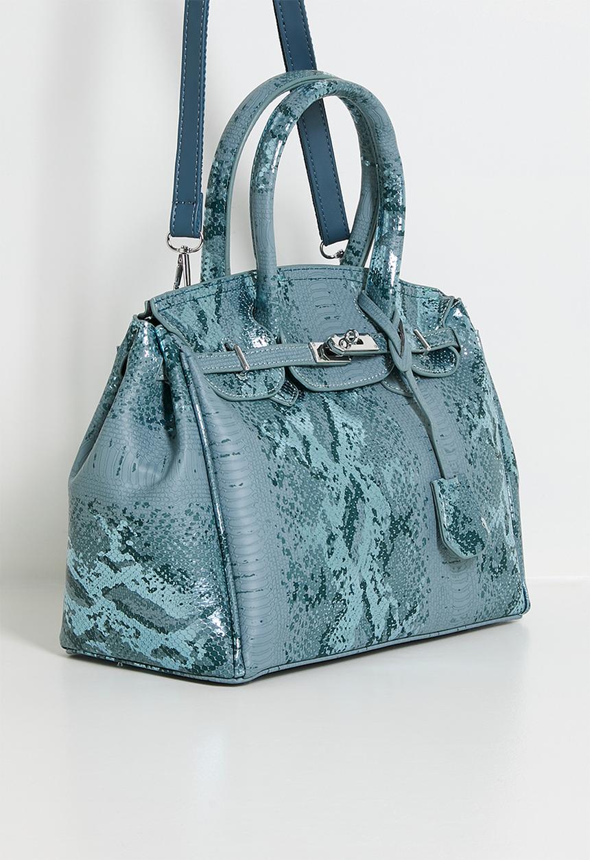 Tessa Design - Goldie Python Structured Tote - Blue