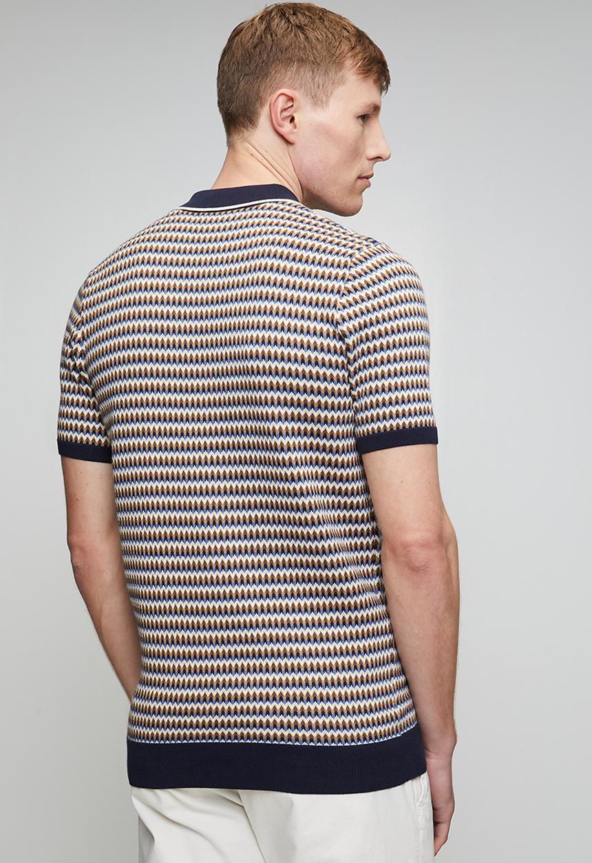 Pringle of Scotland - Damon Jacquard Multi Knitted Golfer - Navy