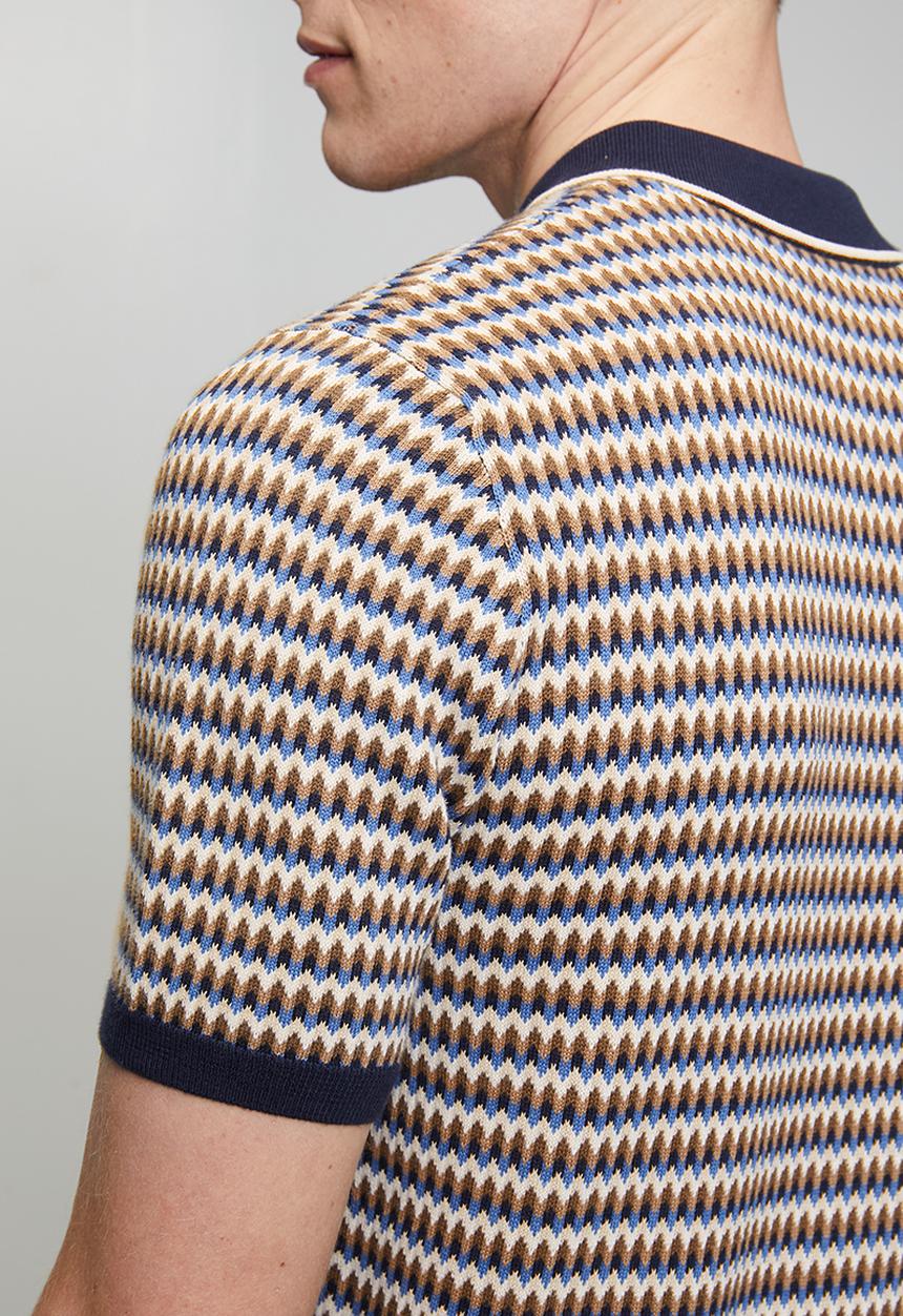 Pringle of Scotland - Damon Jacquard Multi Knitted Golfer - Navy