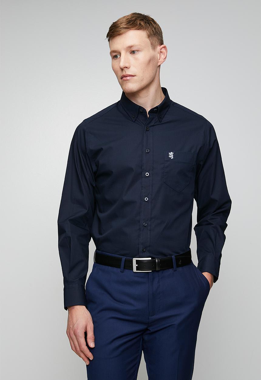 Pringle of Scotland - Pringle Jacob Long Sleeve Classic Stretch Shirt - Navy