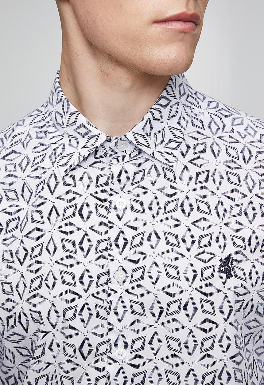 Pringle of Scotland - Pringle Joshua Printed Tailored Ss Shirt - Navy