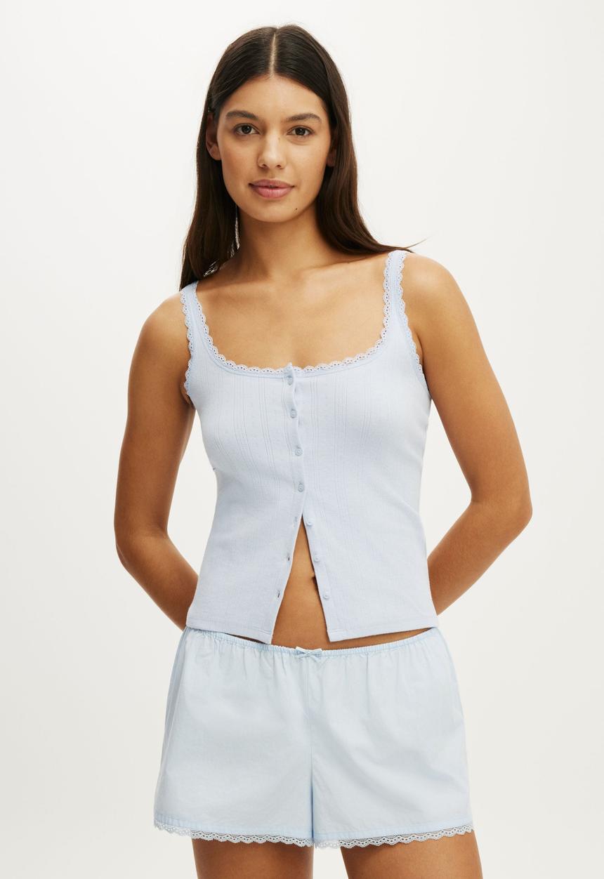 Cotton On - Cotton Soft Relaxed Lace Short - Violet Blue