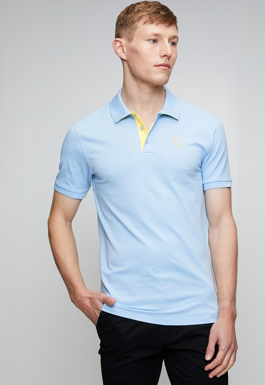 Pringle of Scotland - Pringle Aiden Slim Fit Pique Golfer - Light Blue