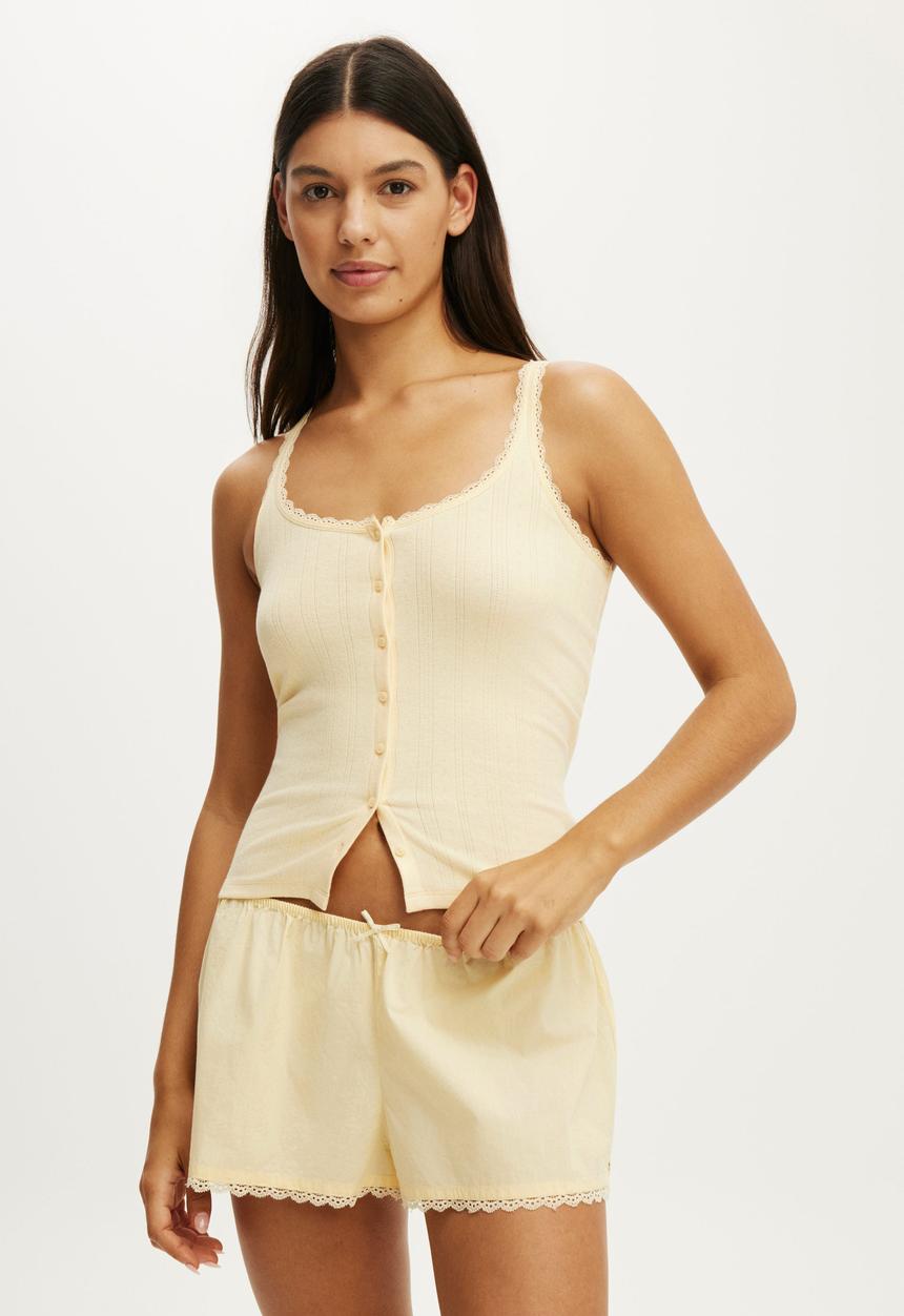 Cotton On - Cotton Soft Relaxed Lace Short - Banana Whip