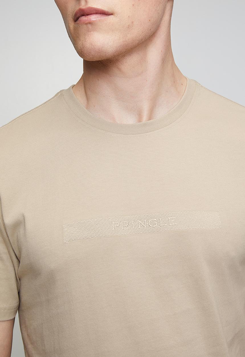 Pringle of Scotland - Pringle Liam Embroidery Tee - Stone