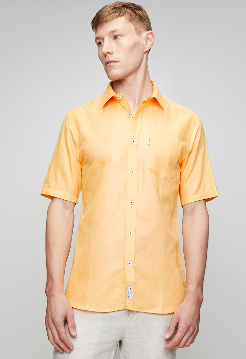 Ben Sherman - Linen Shirt Short sleeve - yellow