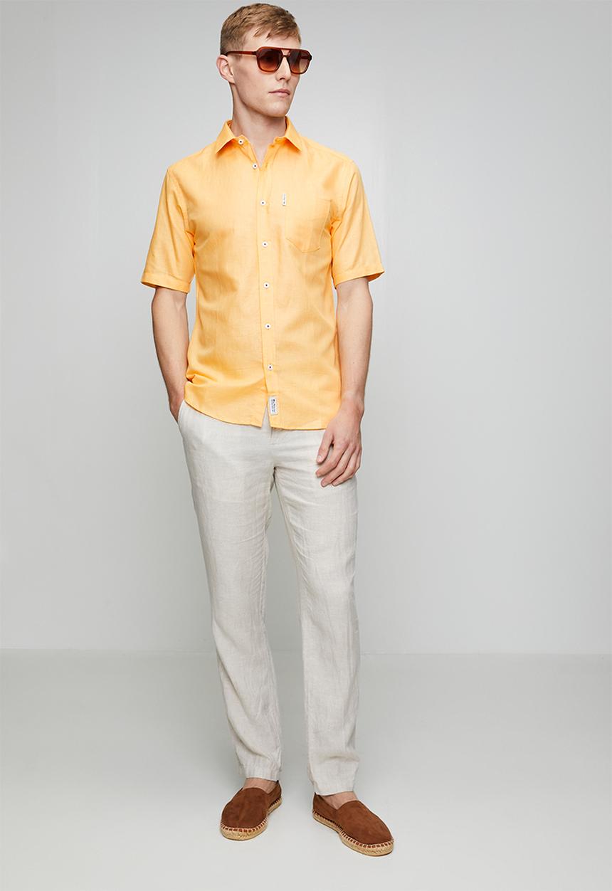 Ben Sherman - Linen Shirt Short sleeve - yellow