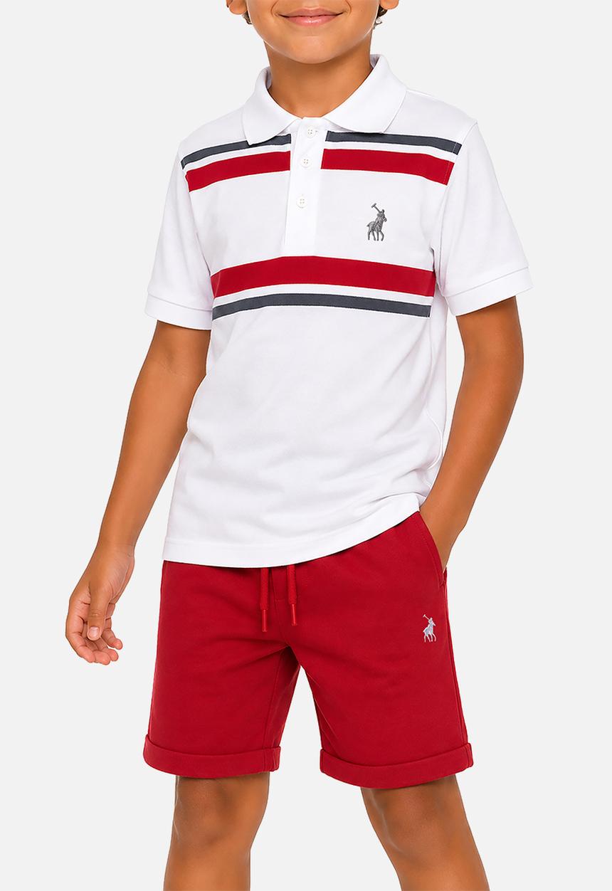 POLO - Boys Amari Tape Ss Golfer - White
