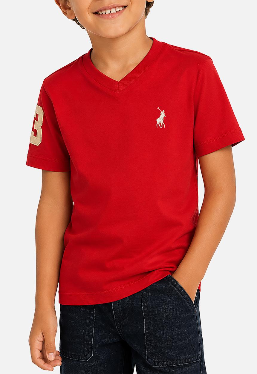 POLO - Boys James V Neck Tee - Red