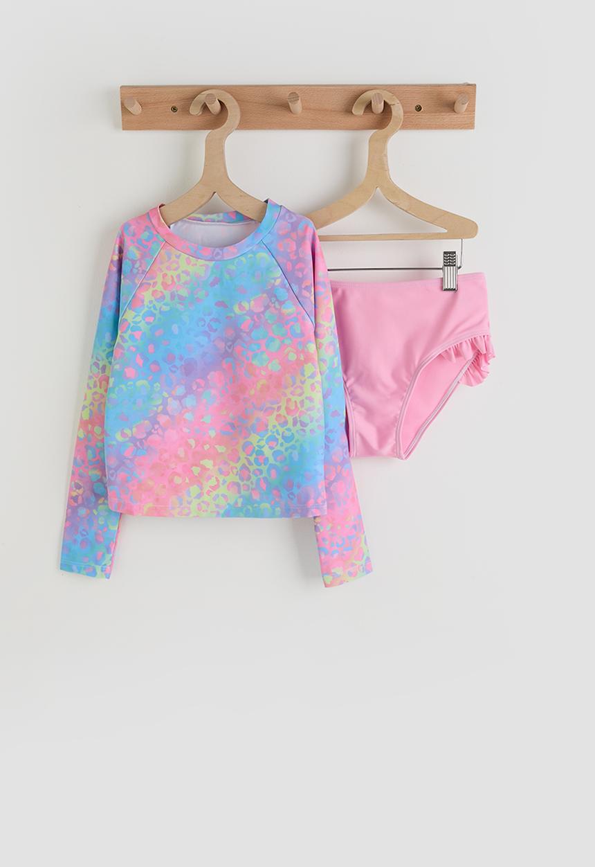 Pop Candy - Rash vest and bikini bottoms - leopard print/pink