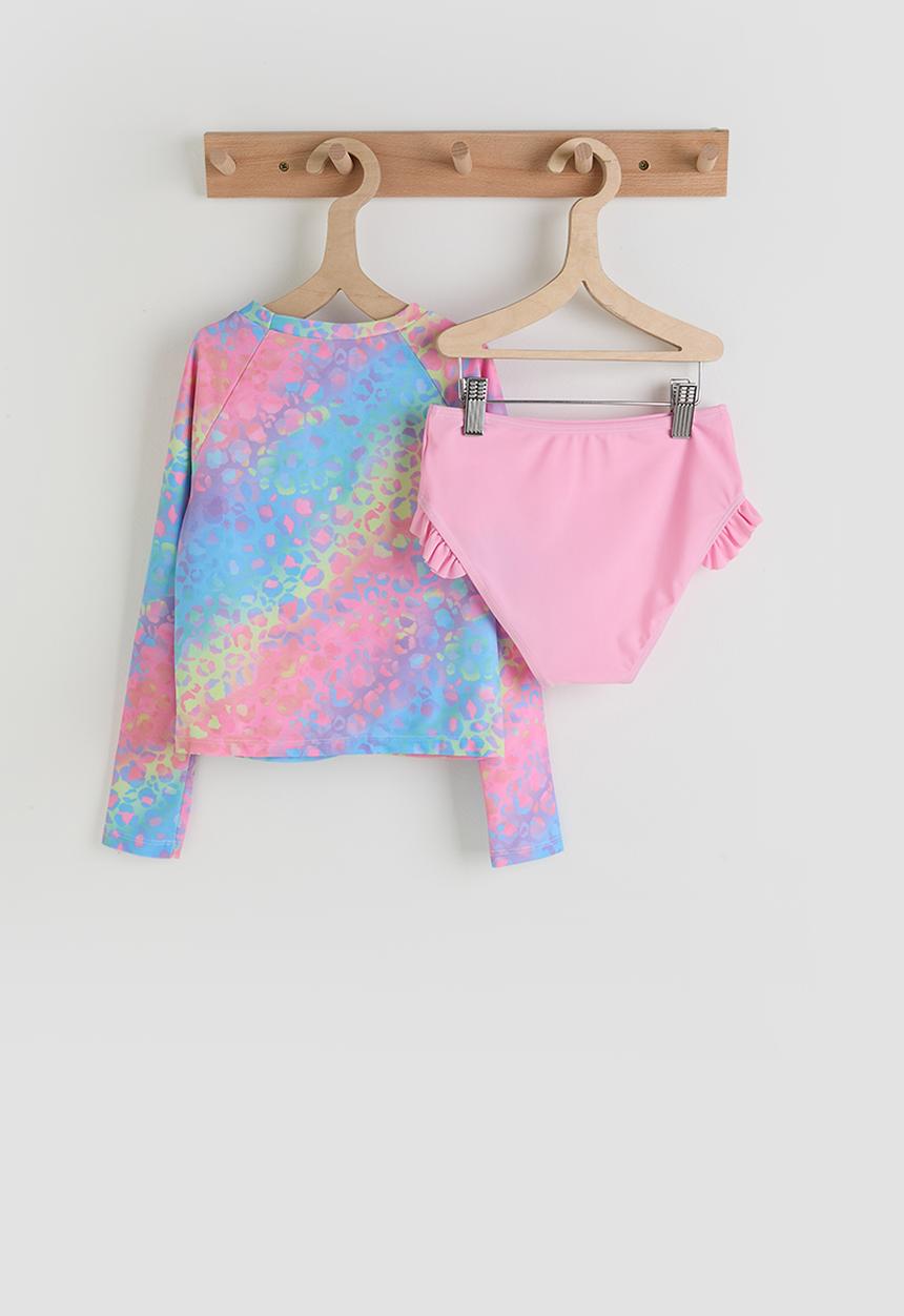Pop Candy - Rash vest and bikini bottoms - leopard print/pink