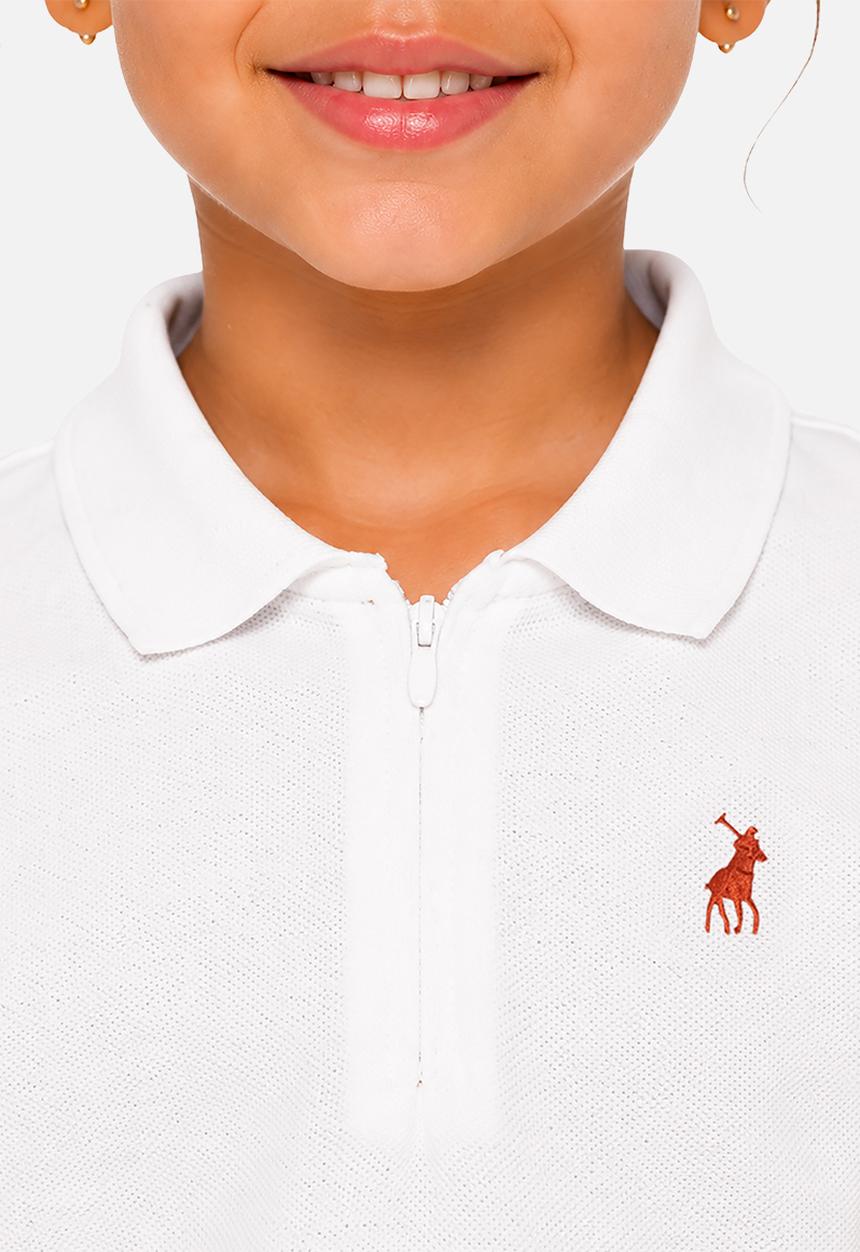 POLO - Girls Britney Rib Welt Ss Golfer - White