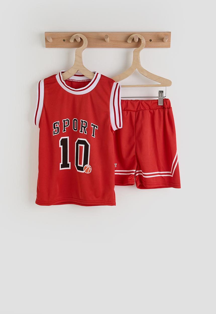 Pop Candy - Sporty tee & shorts - flame red