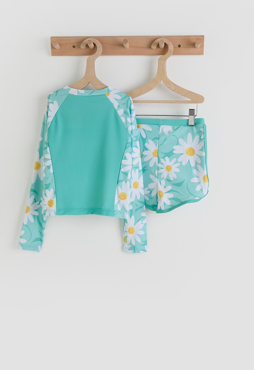 Pop Candy - Rash guard with matching bottoms - aqua blue/aop