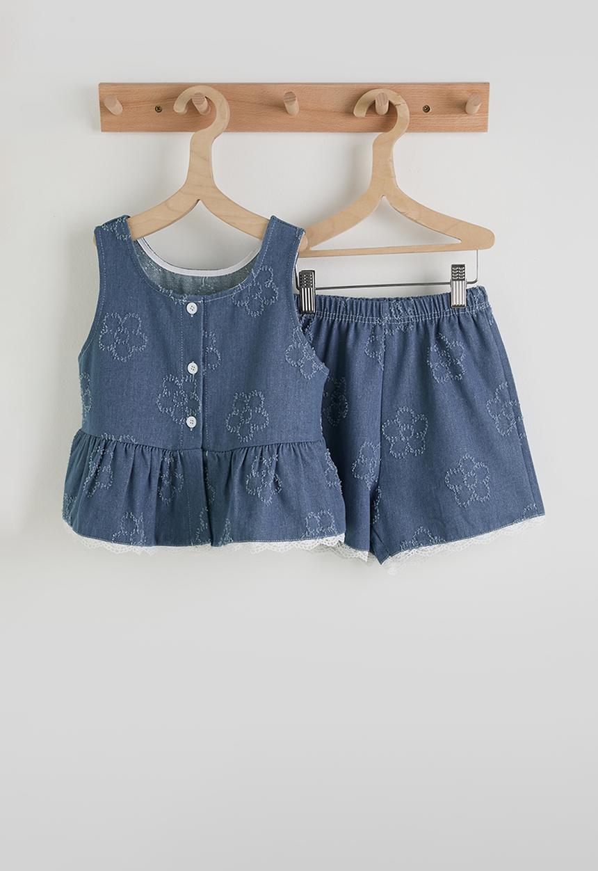 Pop Candy - Sleeveless tee and shorts - blue