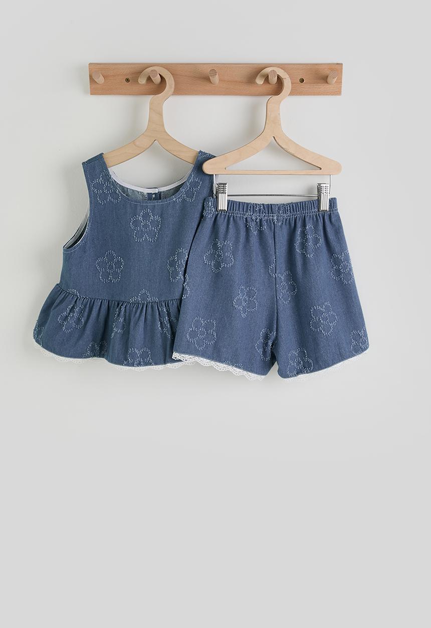 Pop Candy - Sleeveless tee and shorts - blue