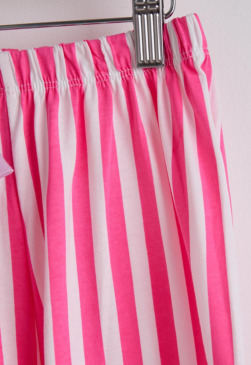 Pop Candy - Embroidered unicorn tee with striped shorts - light purple/red