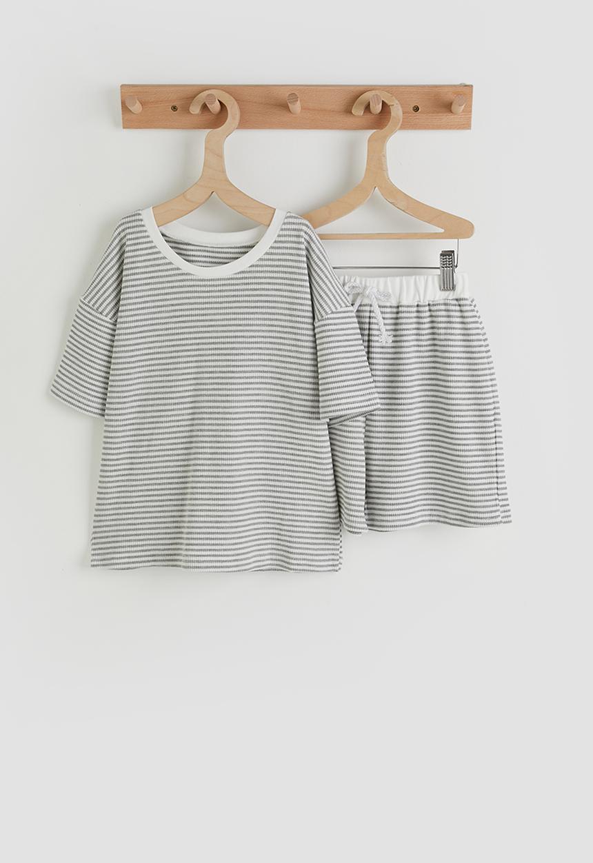 Pop Candy - Striped tee & shorts - light grey
