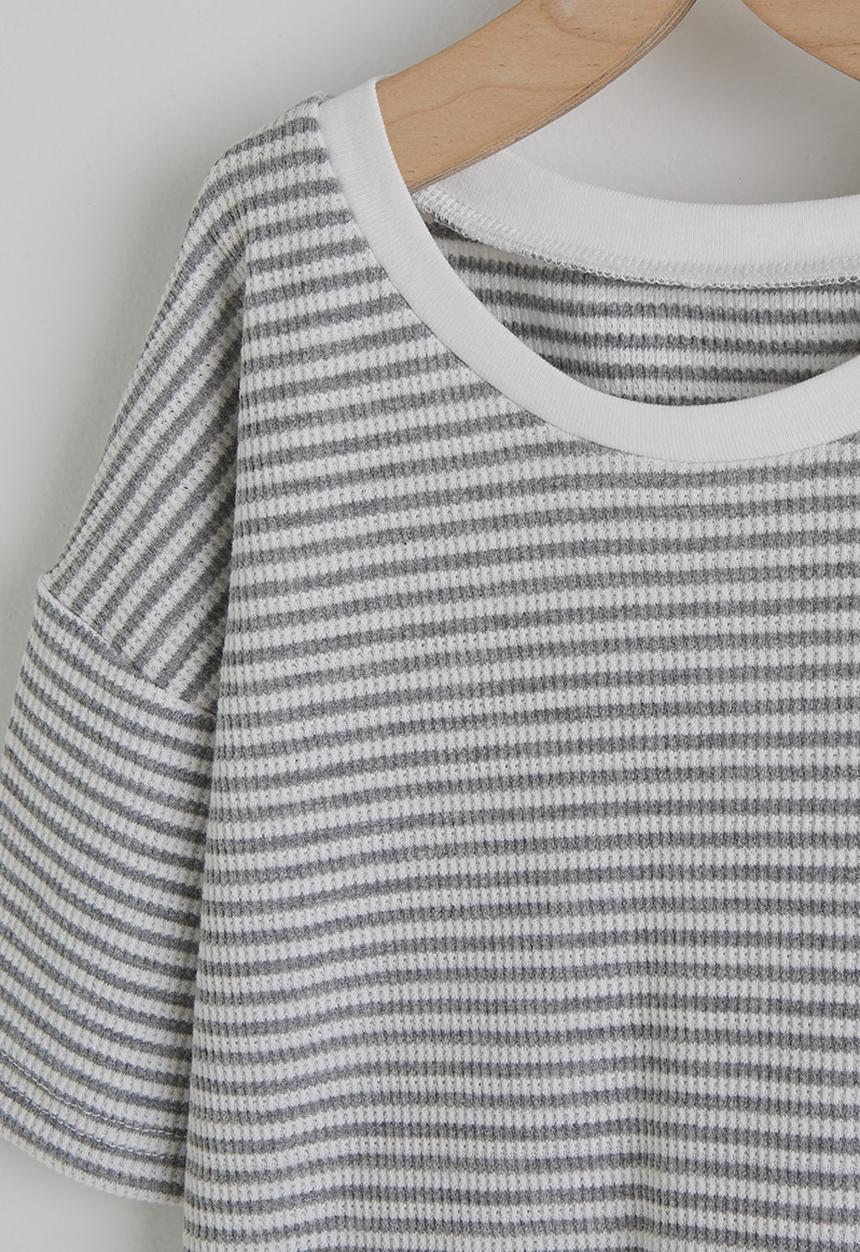 Pop Candy - Striped tee & shorts - light grey